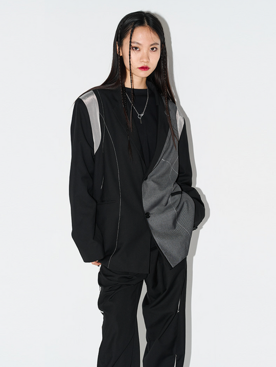 Harsh and Cruel Deconstructed Asymmetric Nylon Blazer