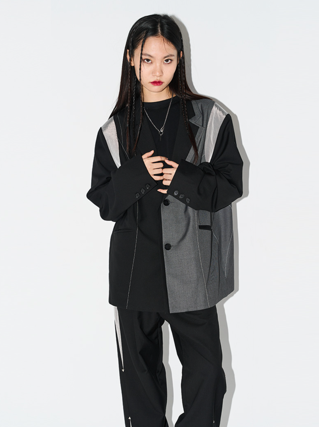 Harsh and Cruel Deconstructed Asymmetric Nylon Blazer