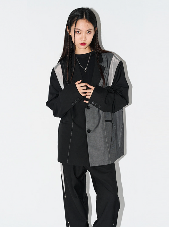 Harsh and Cruel Deconstructed Asymmetric Nylon Blazer