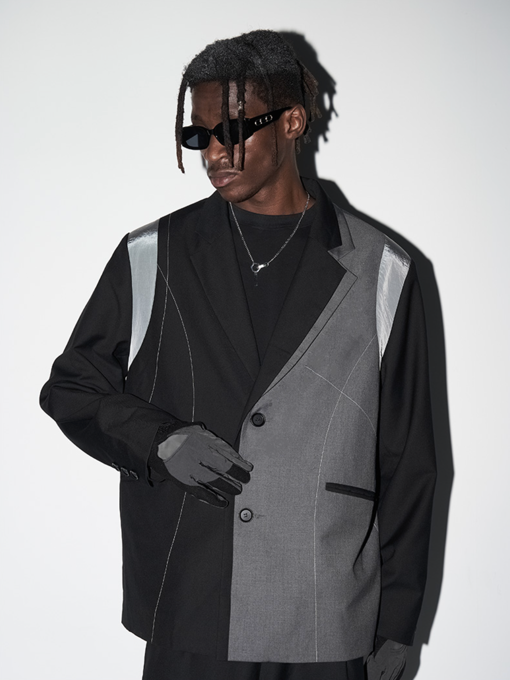 Harsh and Cruel Deconstructed Asymmetric Nylon Blazer