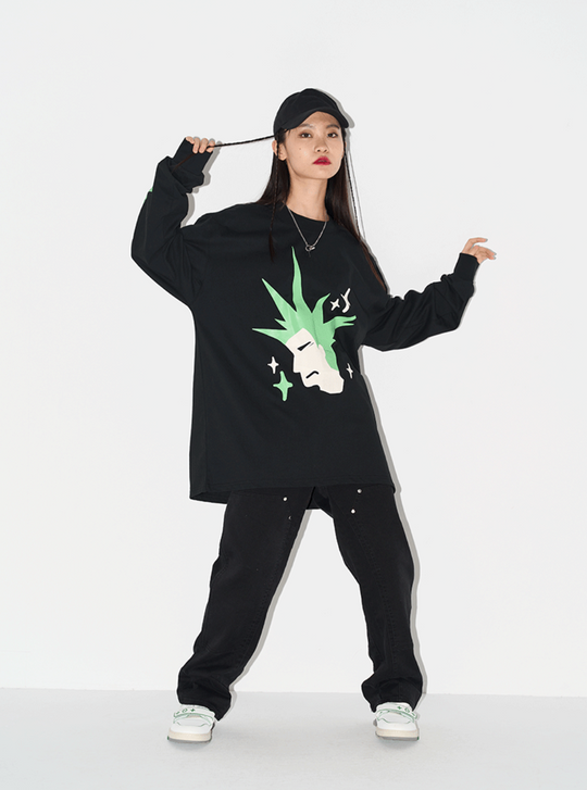 Harsh and Cruel Punk Head Printed L/S Tee