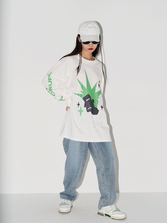 Harsh and Cruel Punk Head Printed L/S Tee