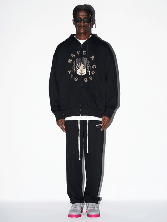 Harsh and Cruel Cartoon Face Zipper Hoodie