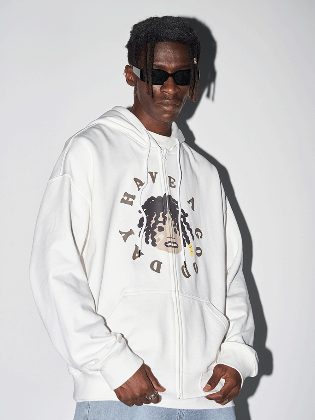 Harsh and Cruel Cartoon Face Zipper Hoodie