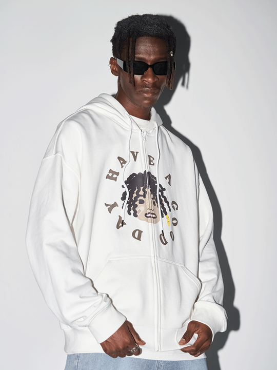 Harsh and Cruel Cartoon Face Zipper Hoodie