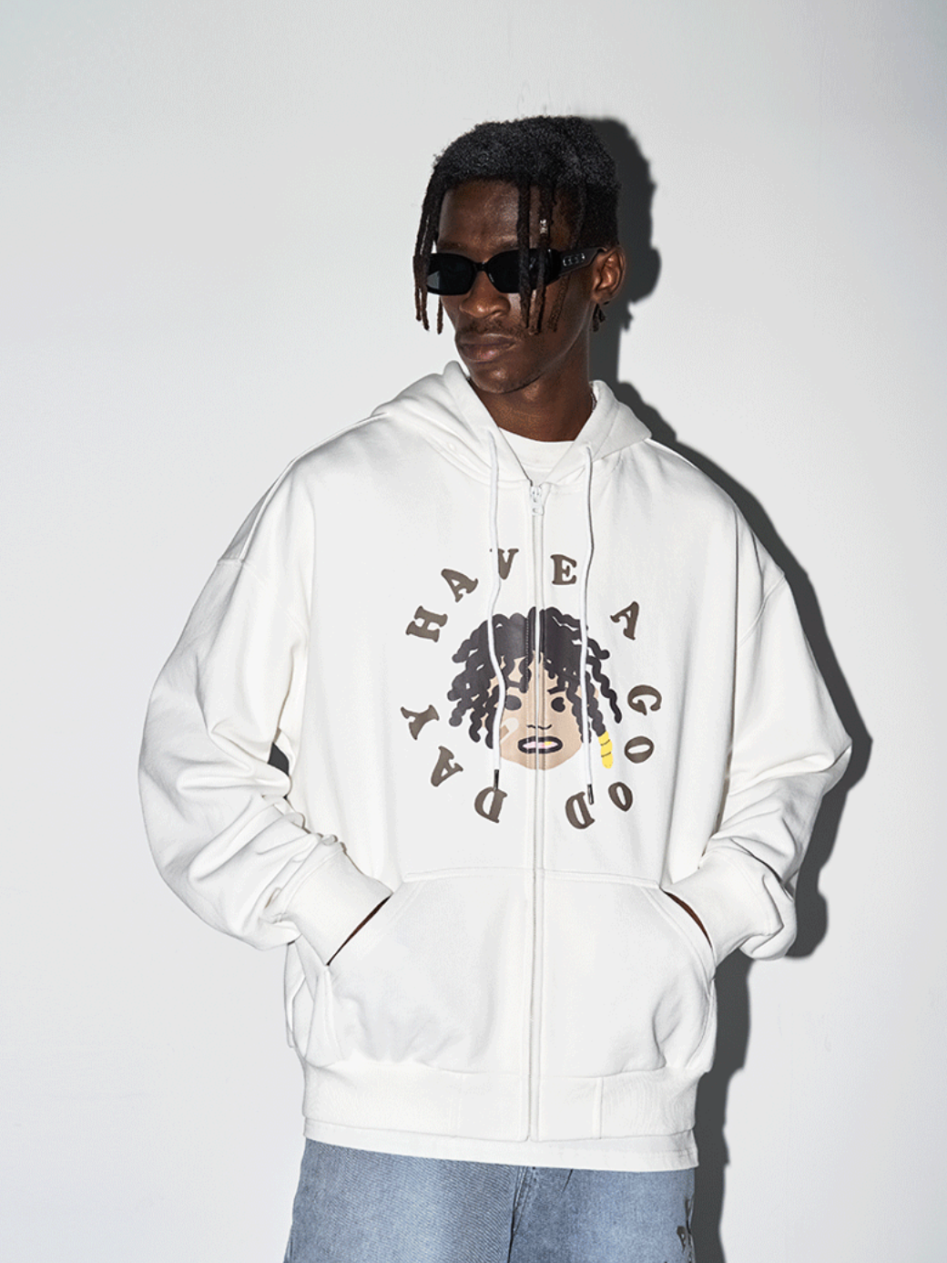 Harsh and Cruel Cartoon Face Zipper Hoodie