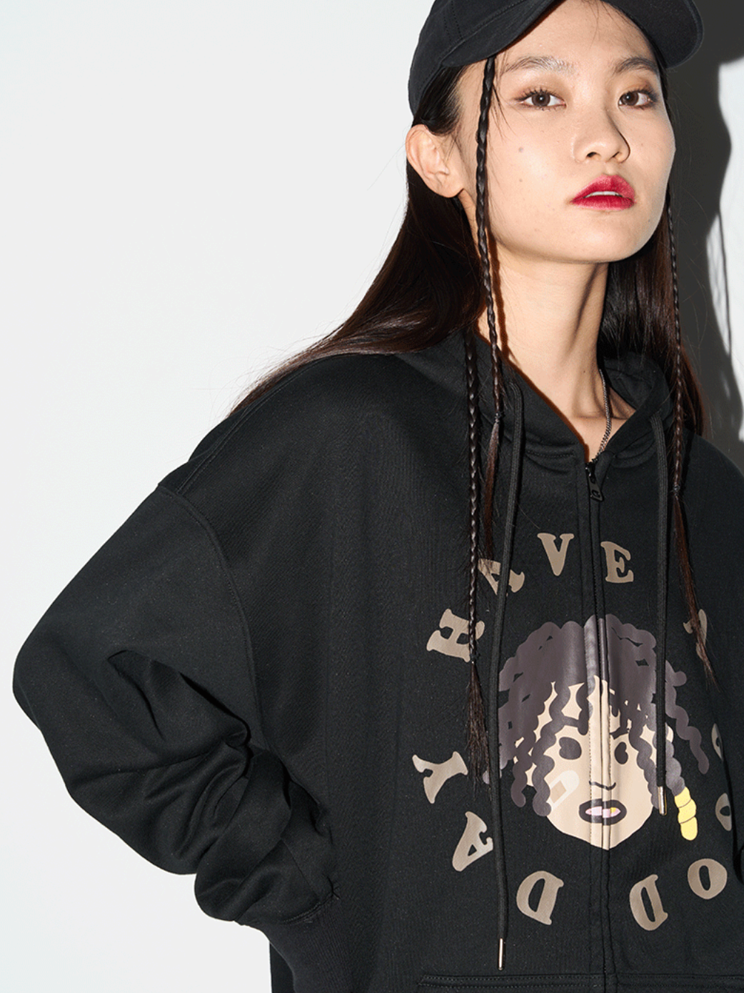 Harsh and Cruel Cartoon Face Zipper Hoodie