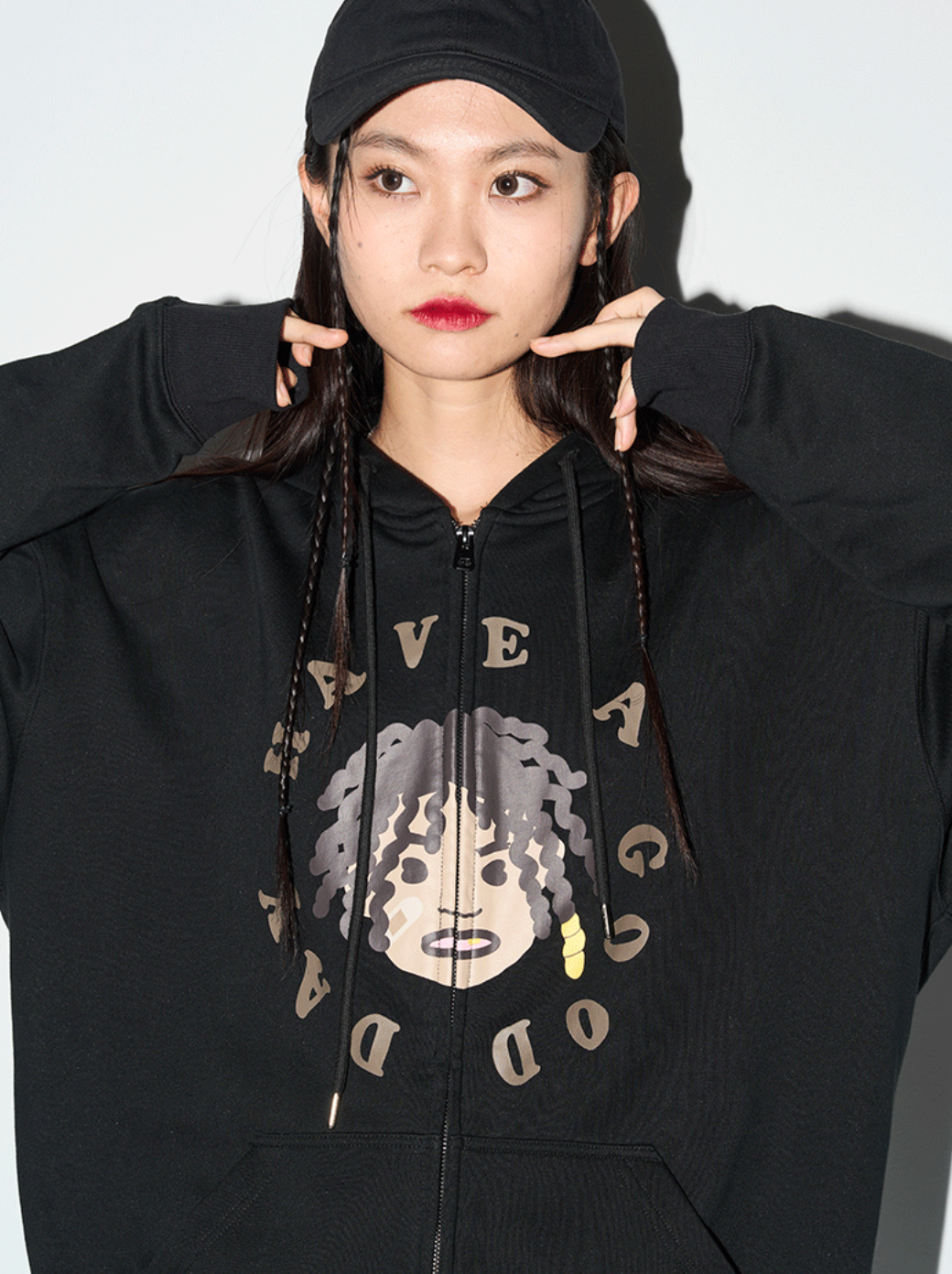 Harsh and Cruel Cartoon Face Zipper Hoodie