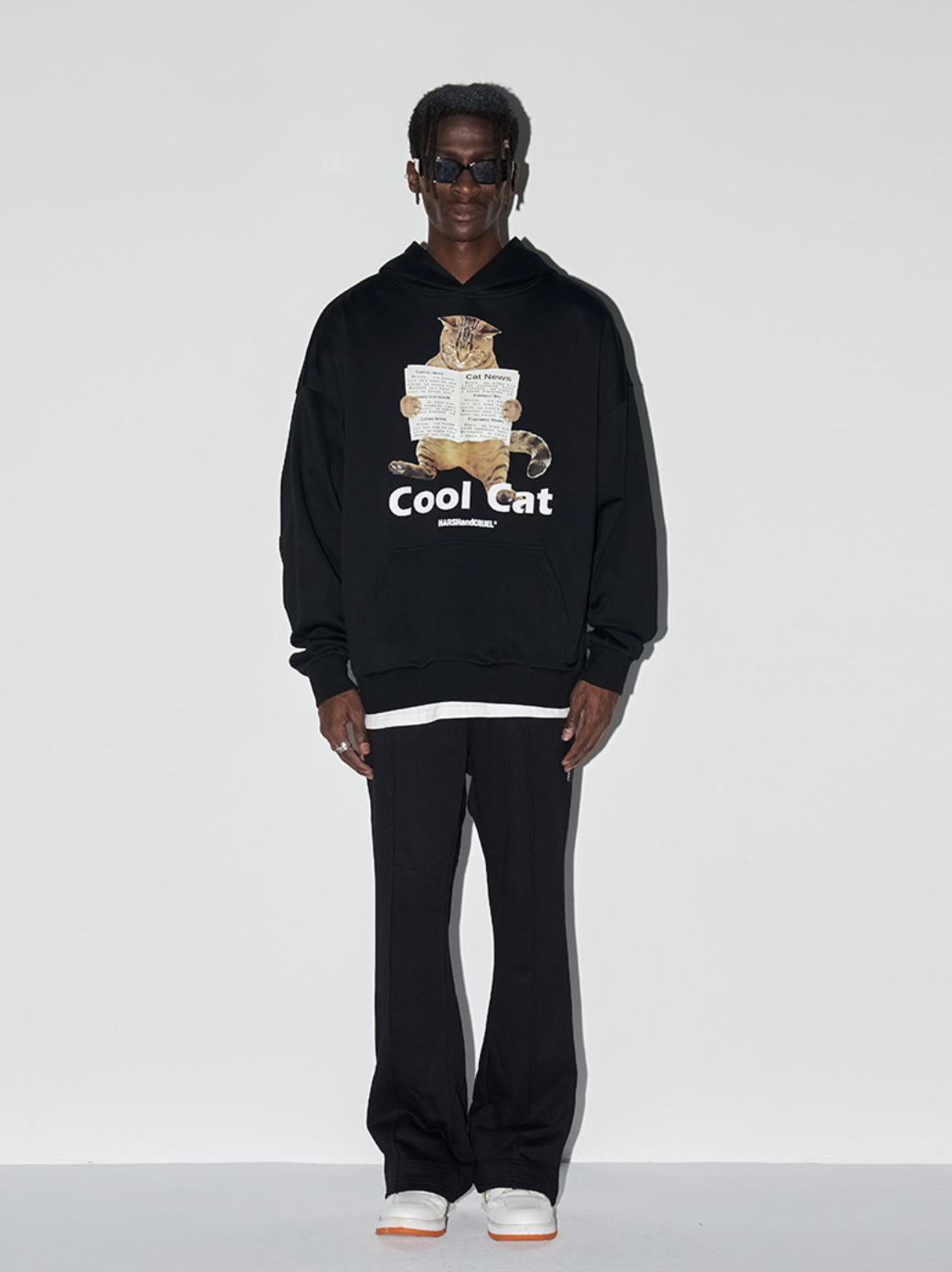 Harsh and Cruel Cool Cat Printed Hoodie