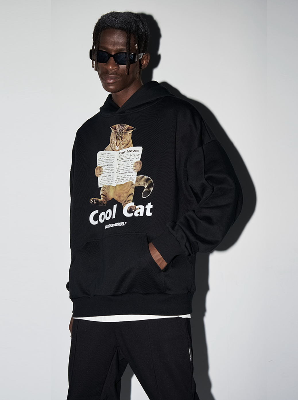 Harsh and Cruel Cool Cat Printed Hoodie