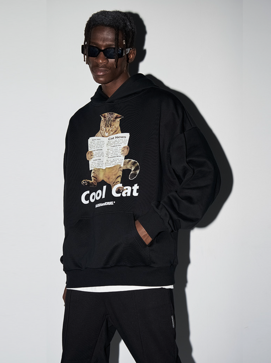 Harsh and Cruel Cool Cat Printed Hoodie