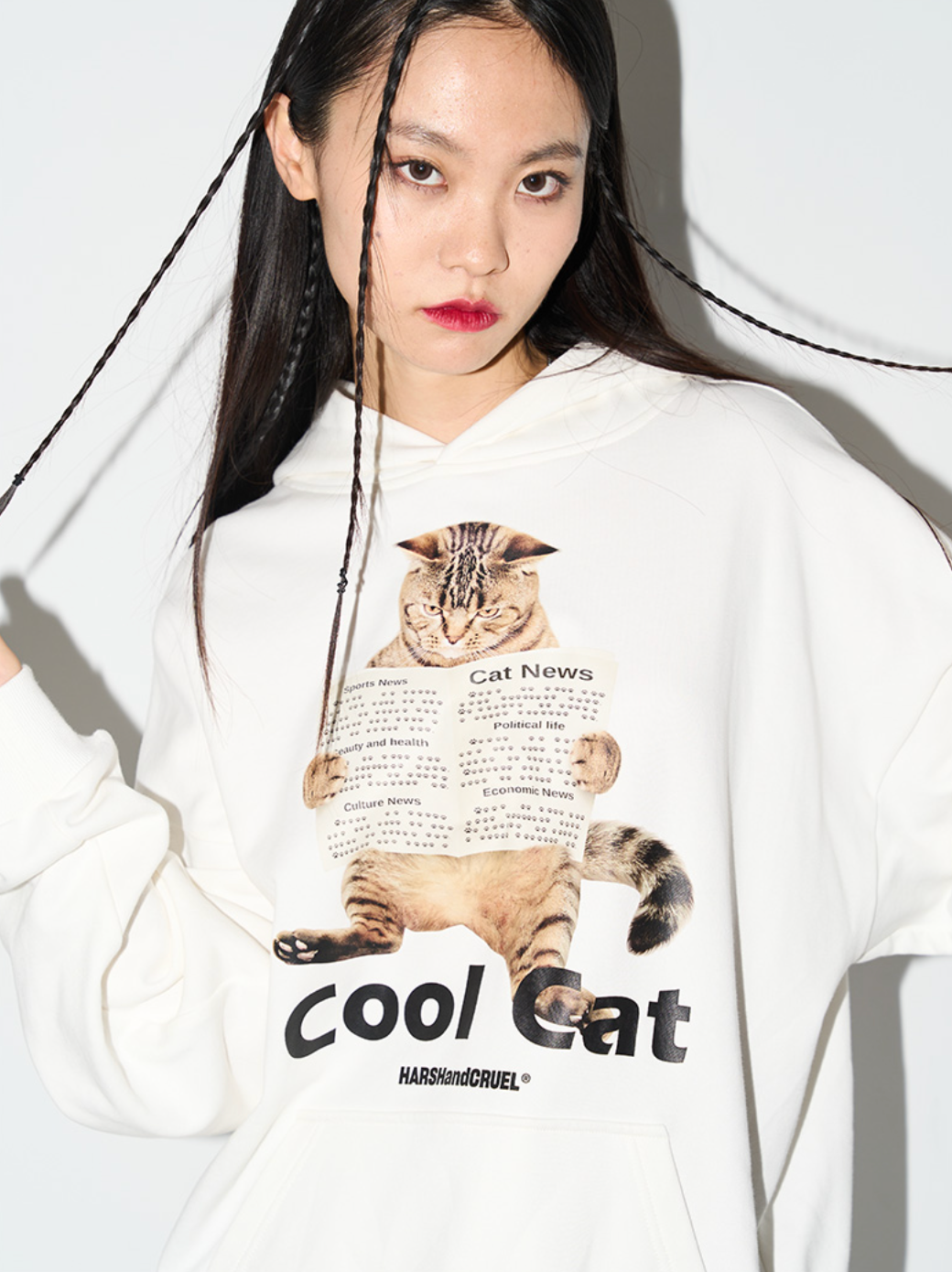 Harsh and Cruel Cool Cat Printed Hoodie