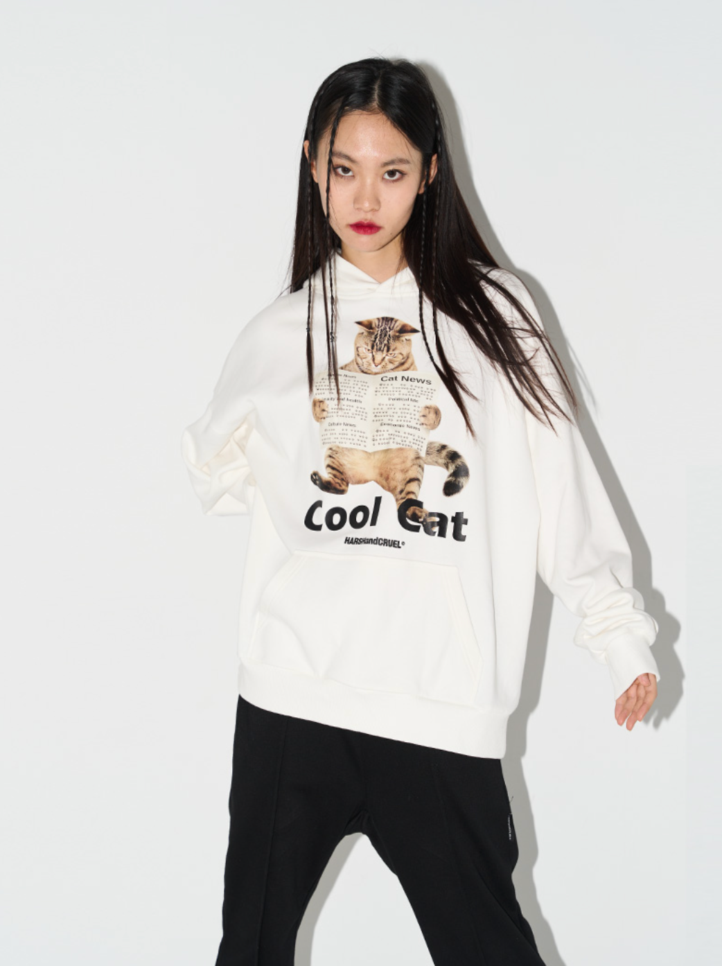 Harsh and Cruel Cool Cat Printed Hoodie