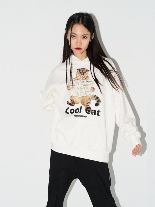 Harsh and Cruel Cool Cat Printed Hoodie