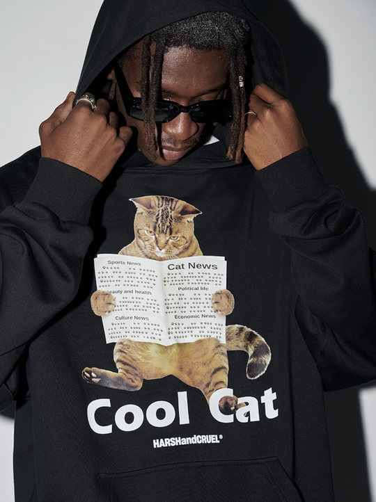 Harsh and Cruel Cool Cat Printed Hoodie