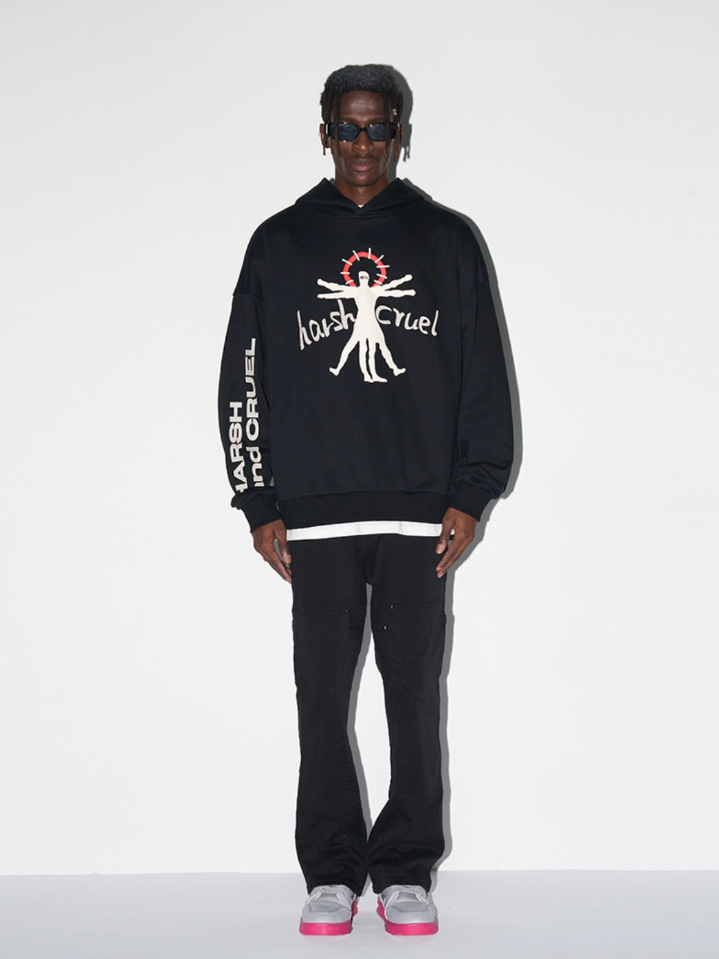 Harsh and Cruel Vitruvian Man Printed Hoodie