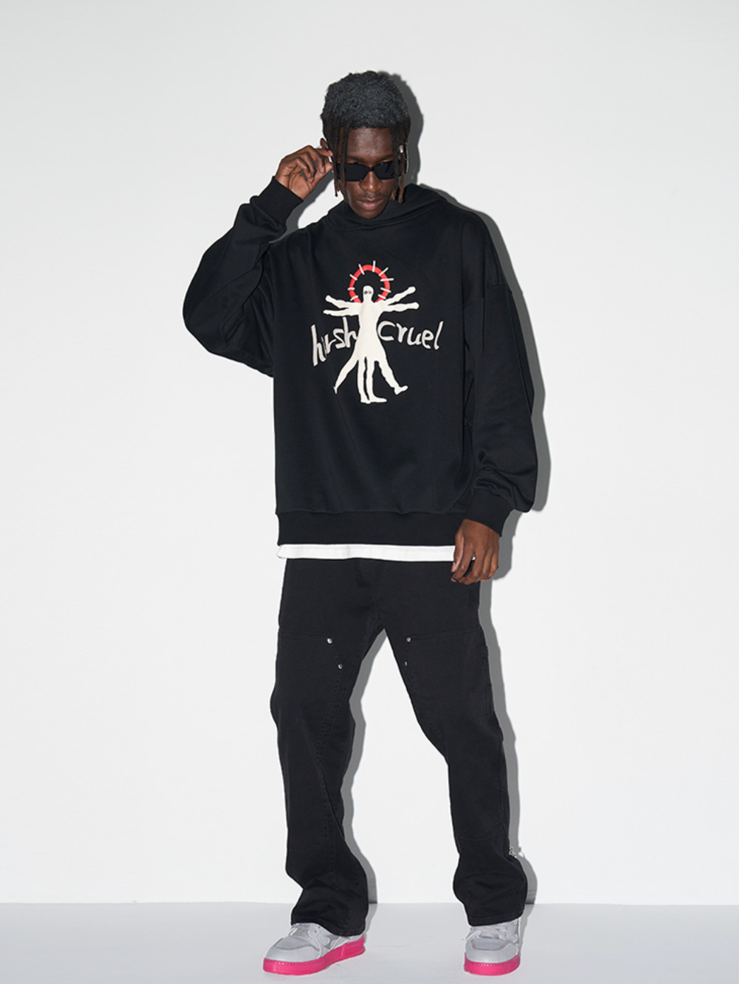 Harsh and Cruel Vitruvian Man Printed Hoodie