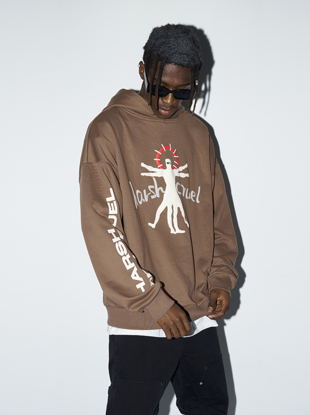 Harsh and Cruel Vitruvian Man Printed Hoodie