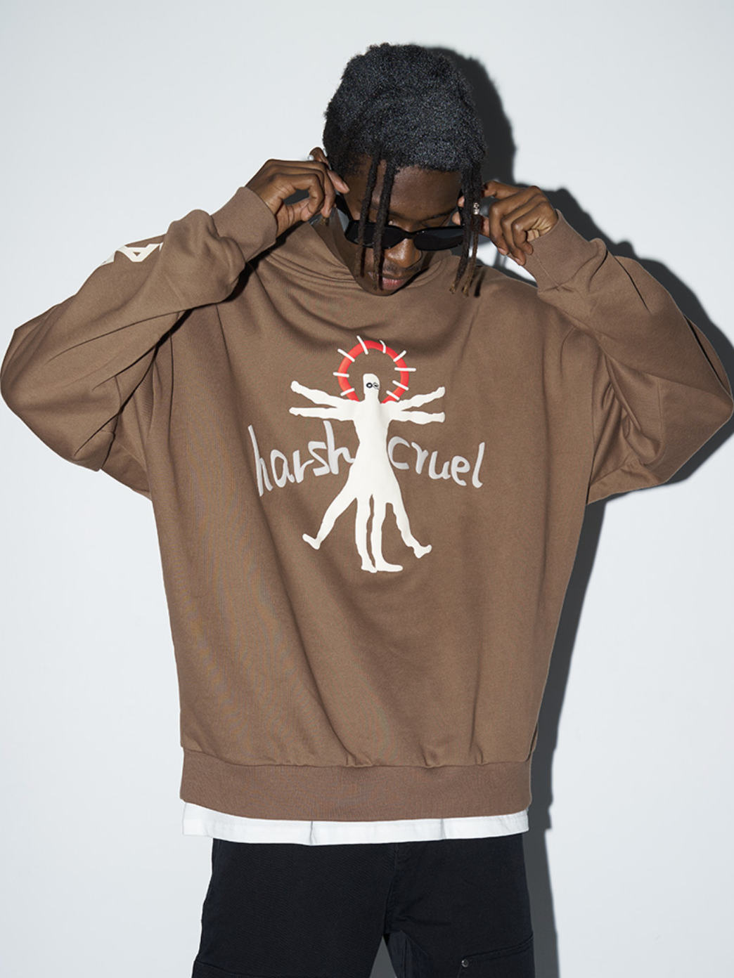 Harsh and Cruel Vitruvian Man Printed Hoodie