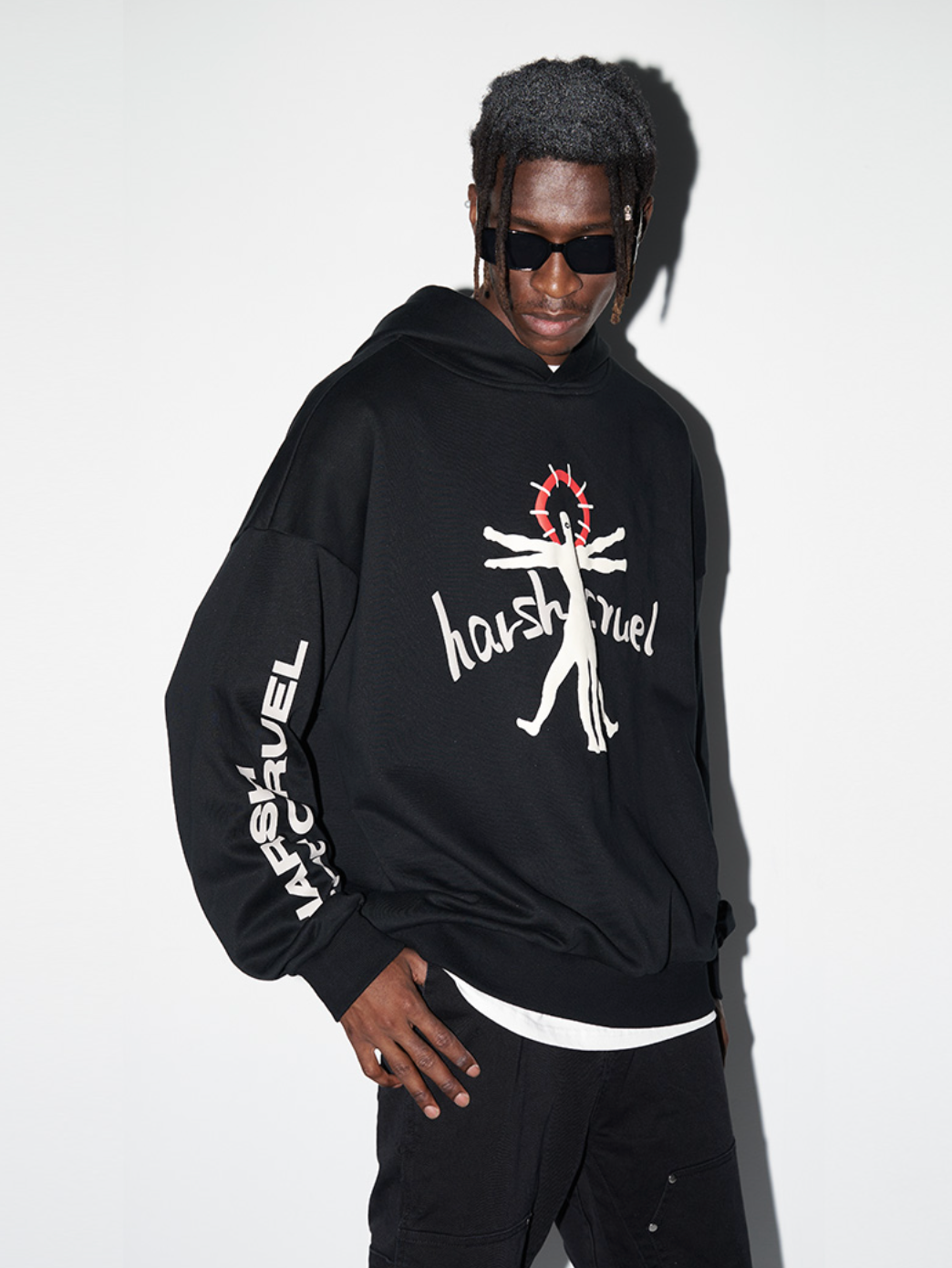 Harsh and Cruel Vitruvian Man Printed Hoodie