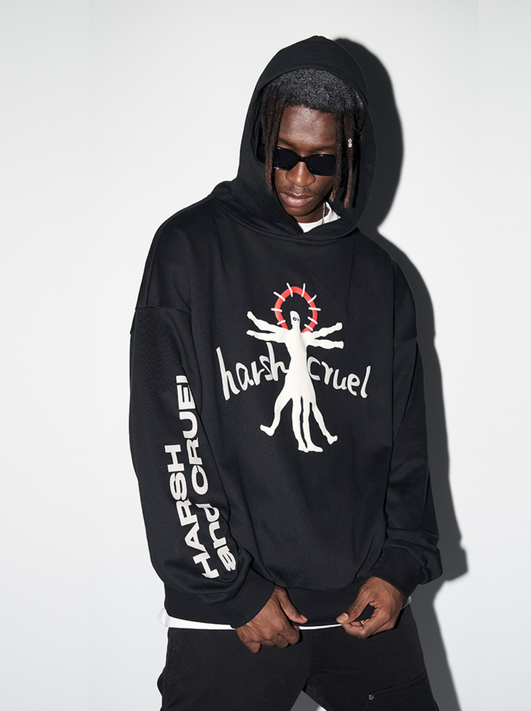 Harsh and Cruel Vitruvian Man Printed Hoodie
