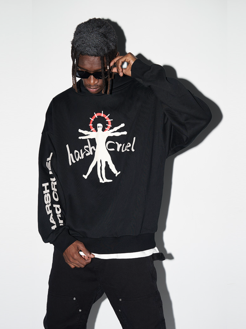 Harsh and Cruel Vitruvian Man Printed Hoodie