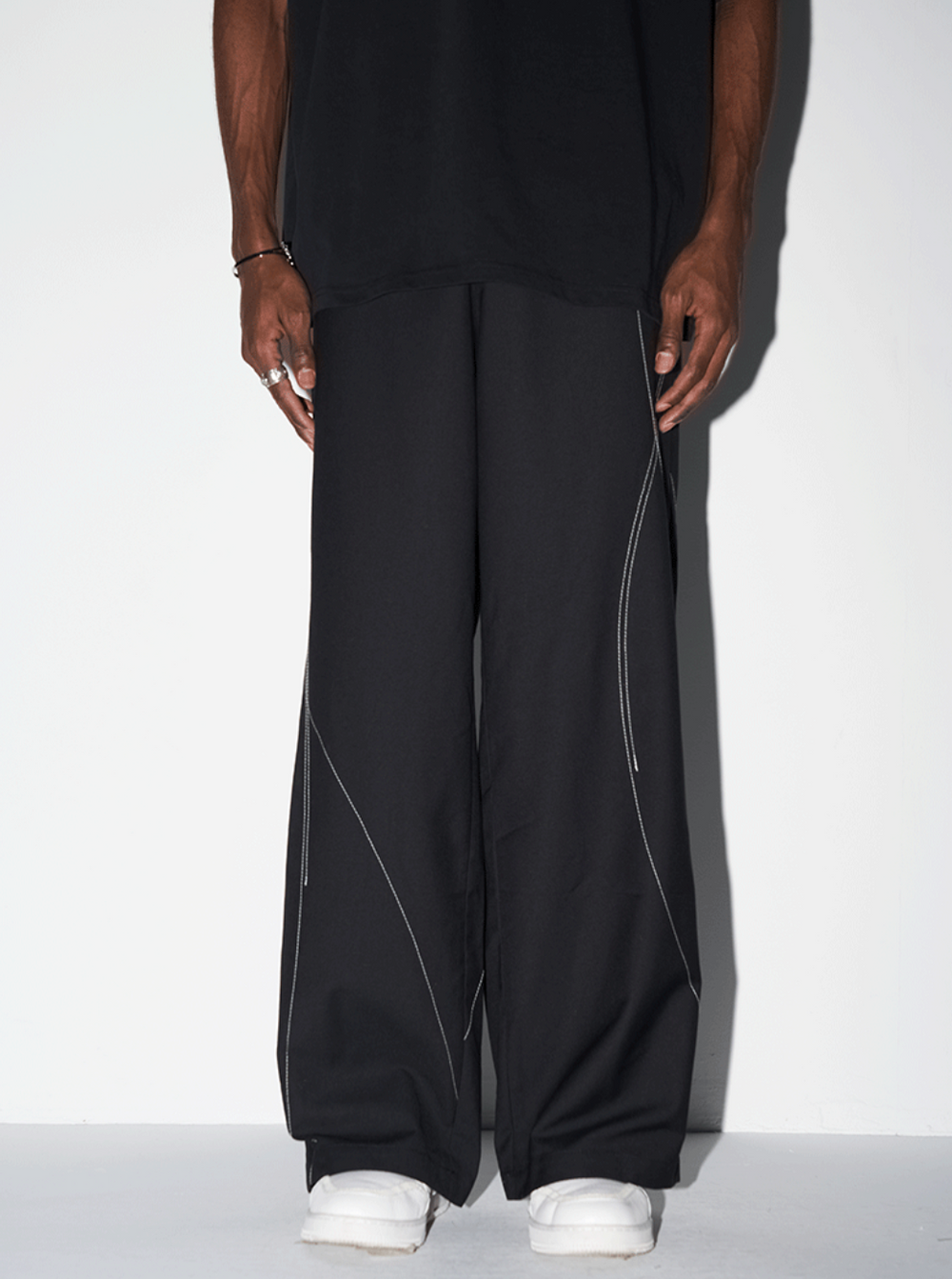 Harsh and Cruel Deconstructed Asymmetric Nylon Pants