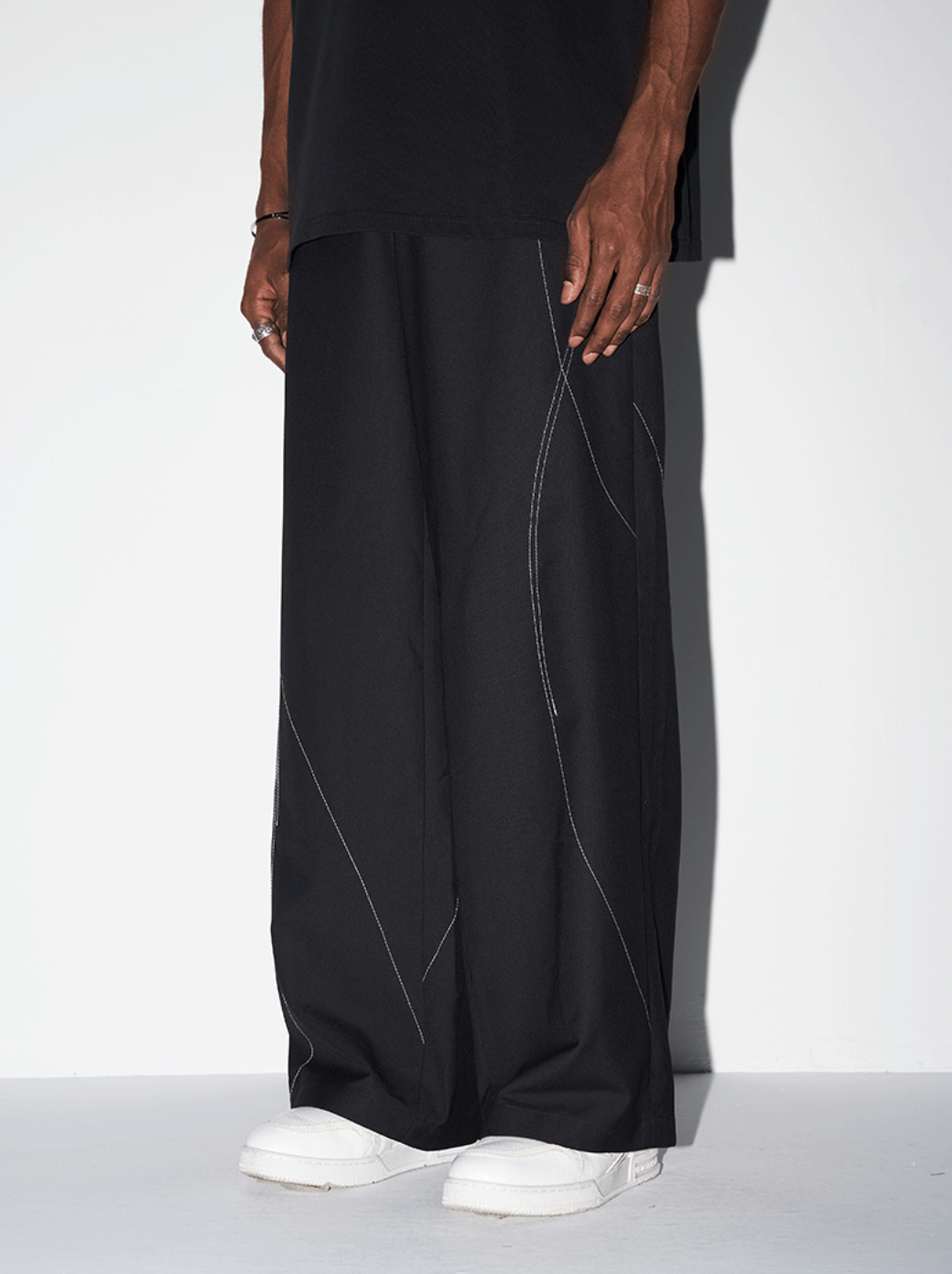 Harsh and Cruel Deconstructed Asymmetric Nylon Pants