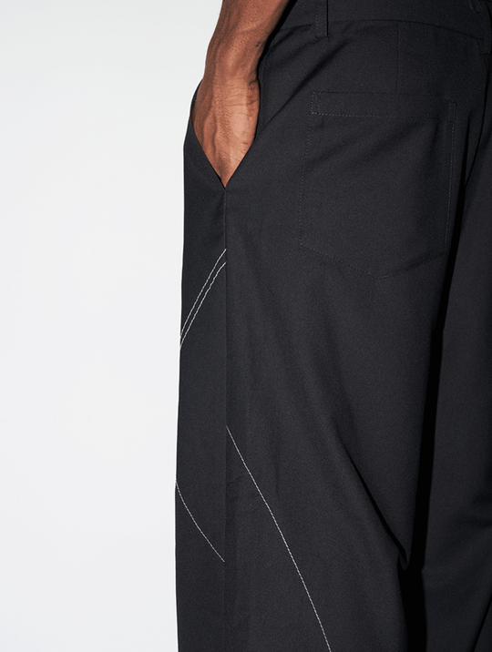 Harsh and Cruel Deconstructed Asymmetric Nylon Pants