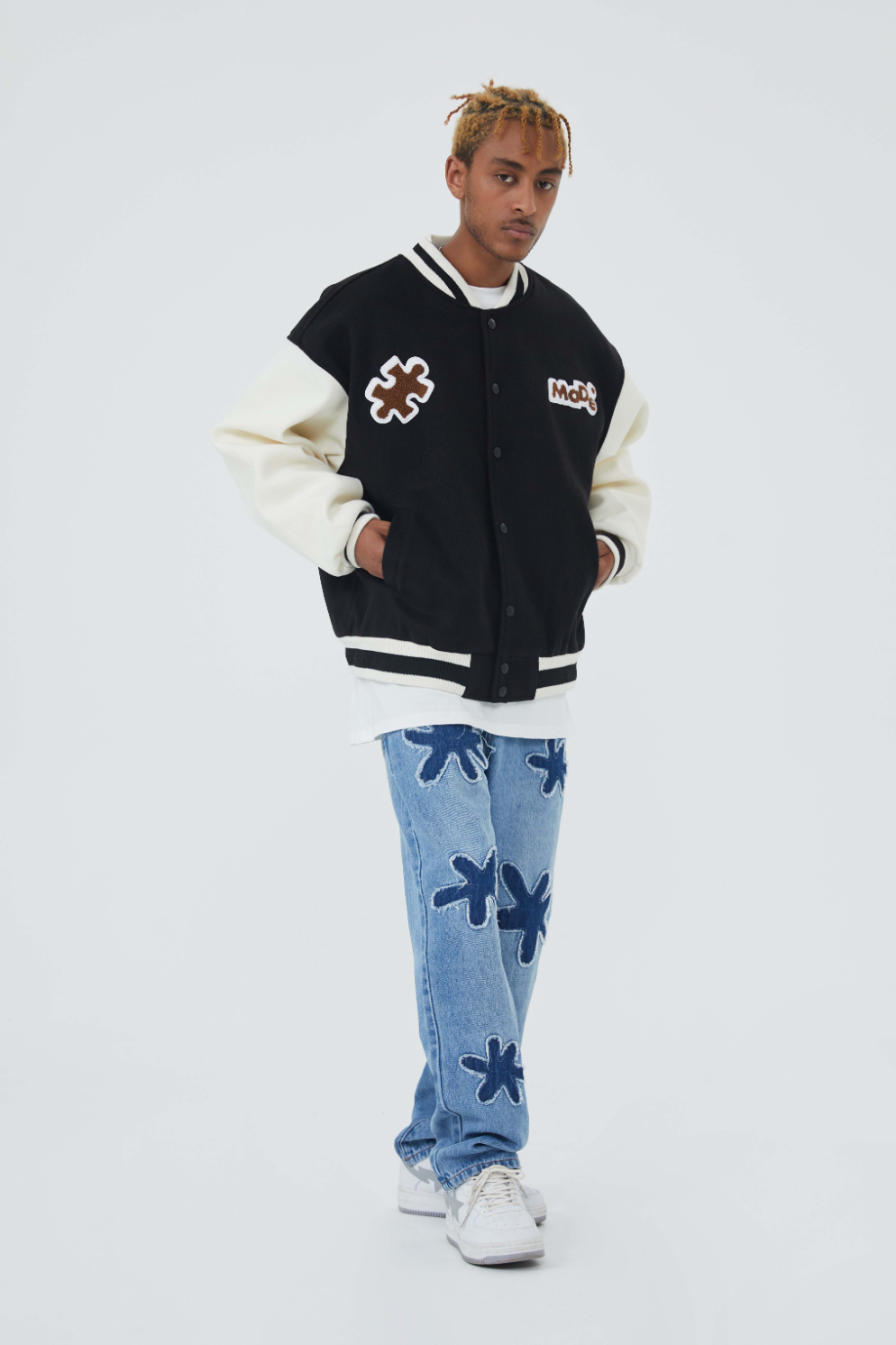 F3F Select Cartoon Flocking Embroidered Baseball Jacket
