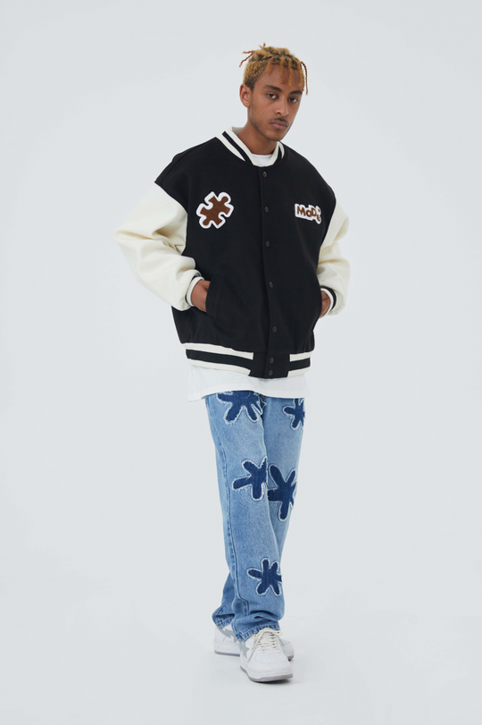 F3F Select Cartoon Flocking Embroidered Baseball Jacket