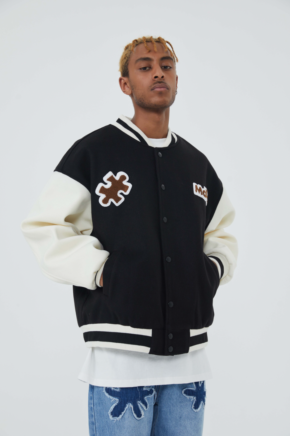 F3F Select Cartoon Flocking Embroidered Baseball Jacket