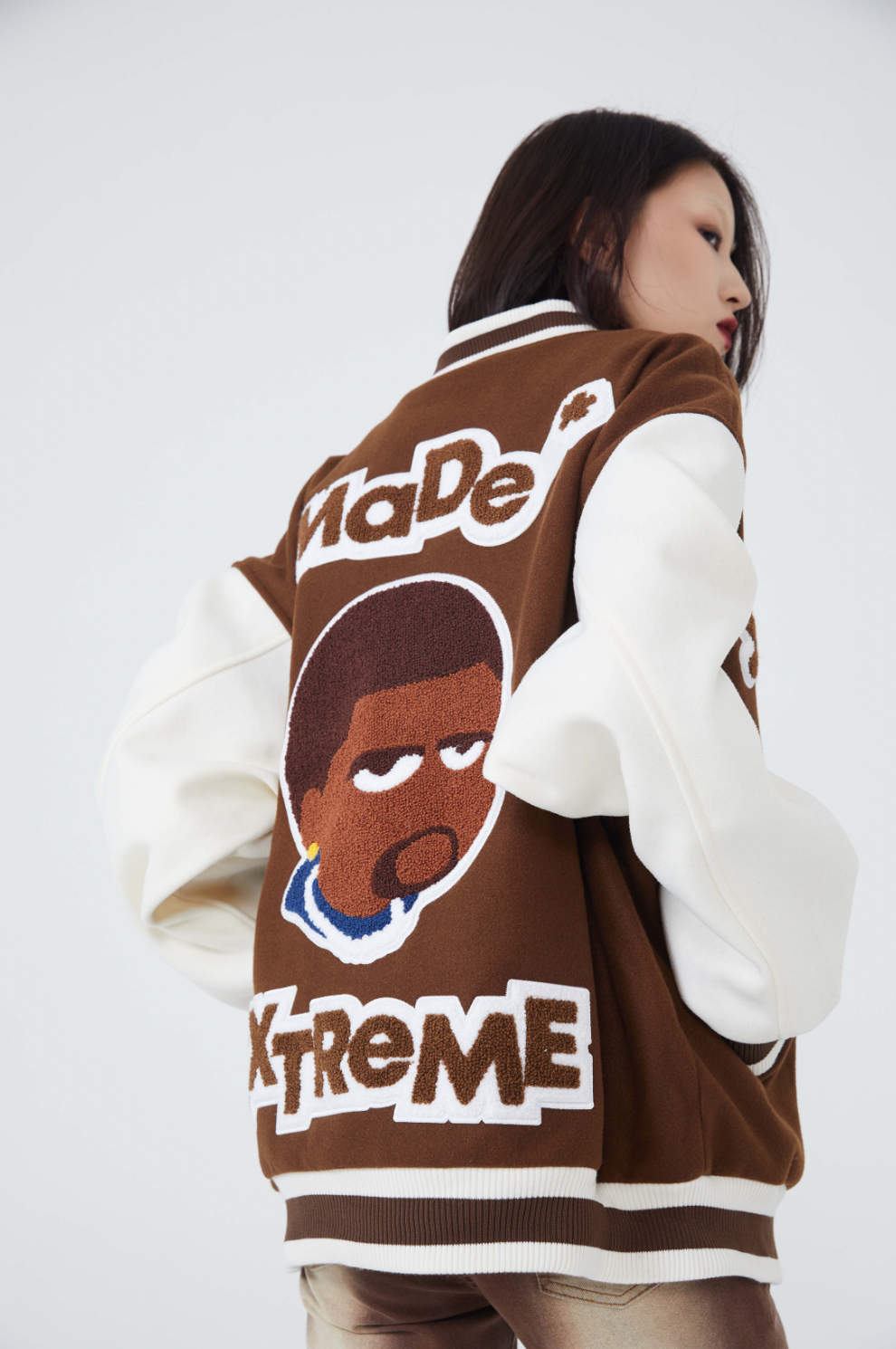 F3F Select Cartoon Flocking Embroidered Baseball Jacket