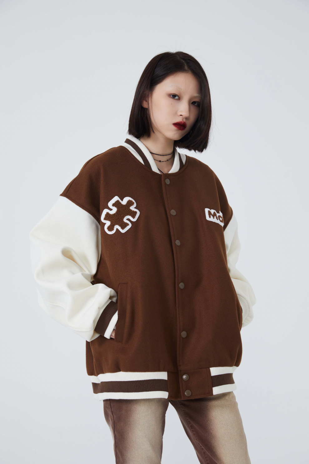 F3F Select Cartoon Flocking Embroidered Baseball Jacket