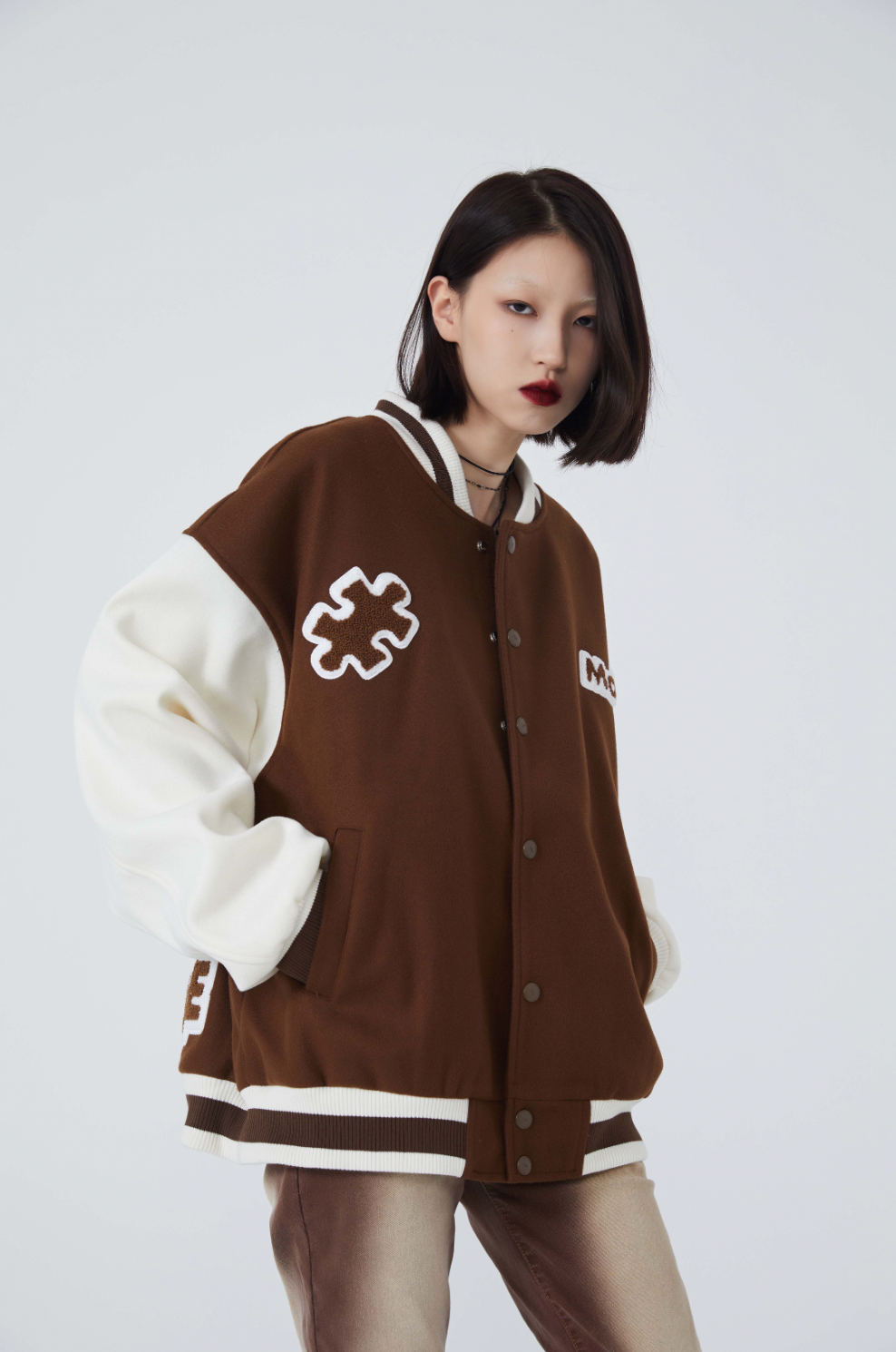 F3F Select Cartoon Flocking Embroidered Baseball Jacket