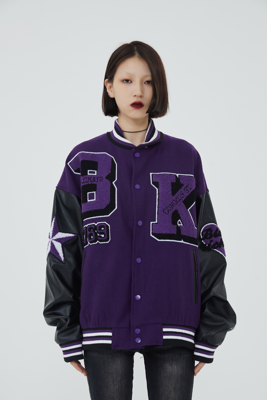 F3F Select Rose Flock Embroidered Baseball Jacket