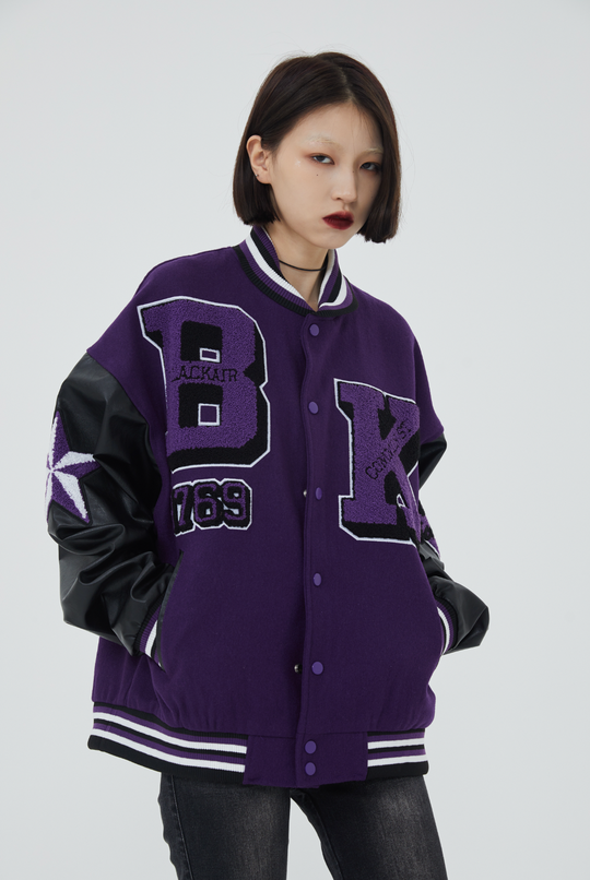 F3F Select Rose Flock Embroidered Baseball Jacket