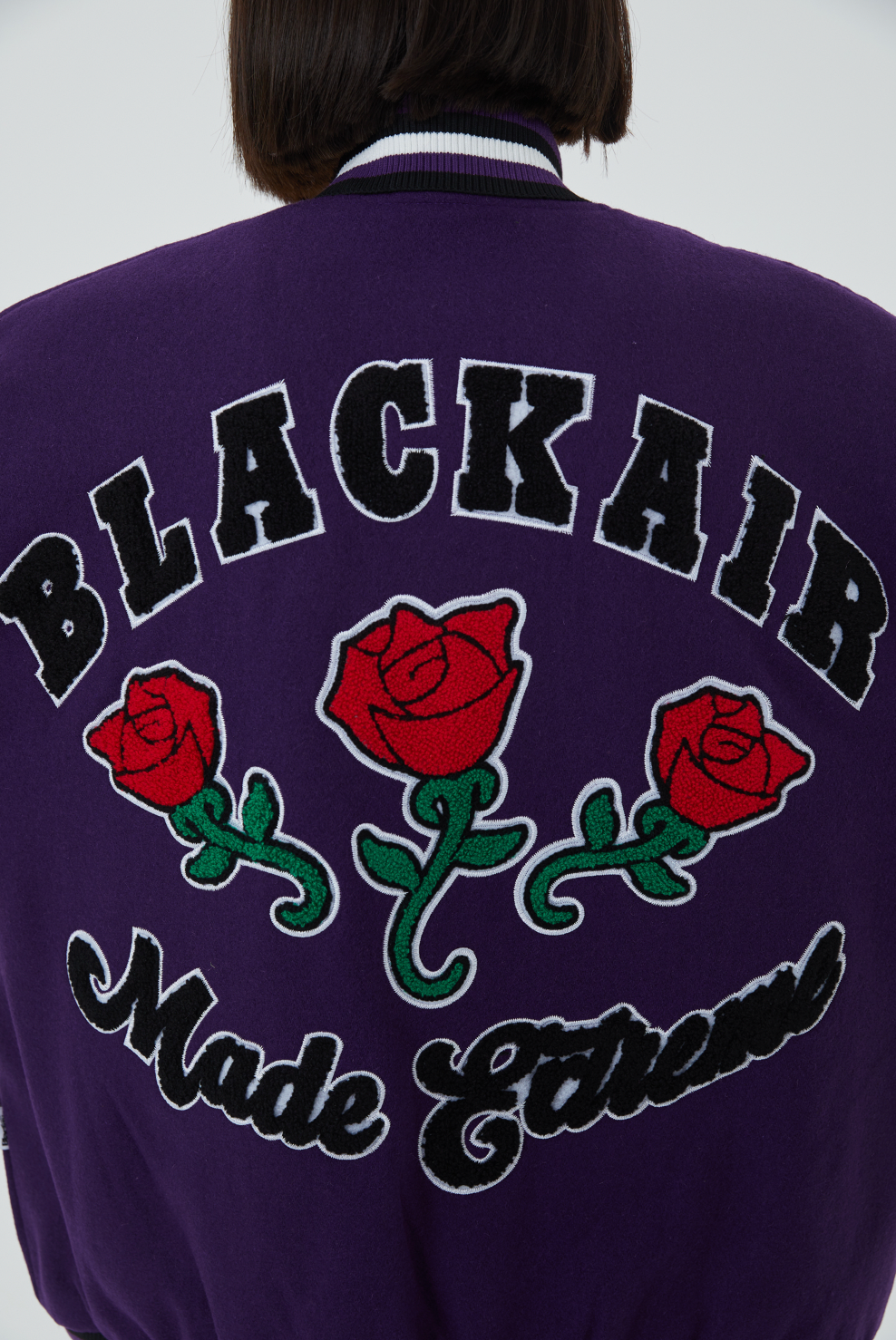 F3F Select Rose Flock Embroidered Baseball Jacket