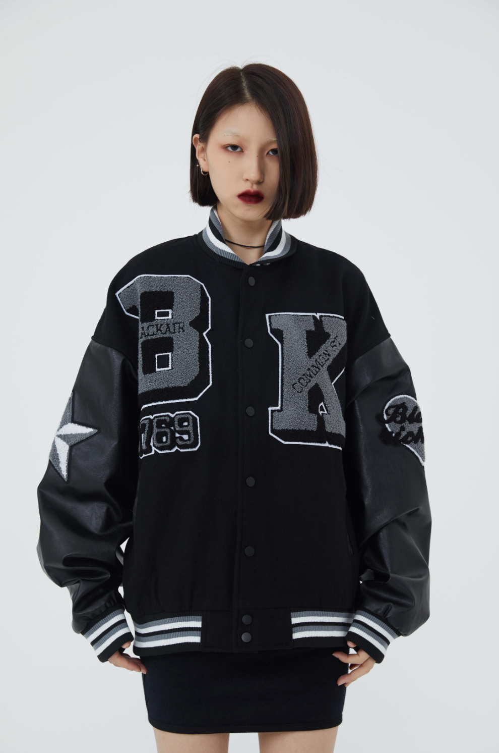F3F Select Rose Flock Embroidered Baseball Jacket
