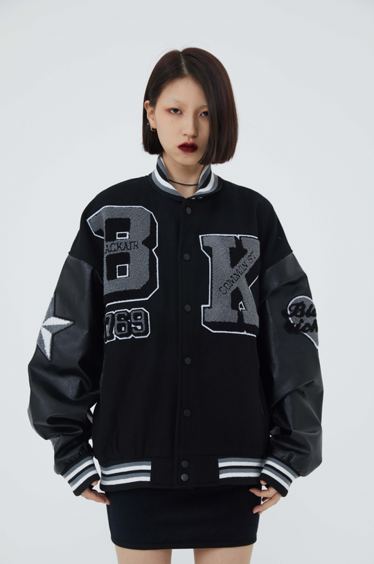 F3F Select Rose Flock Embroidered Baseball Jacket