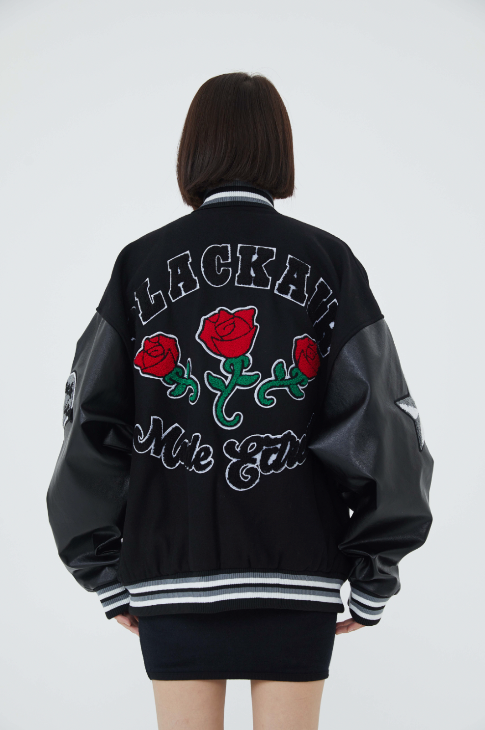 F3F Select Rose Flock Embroidered Baseball Jacket