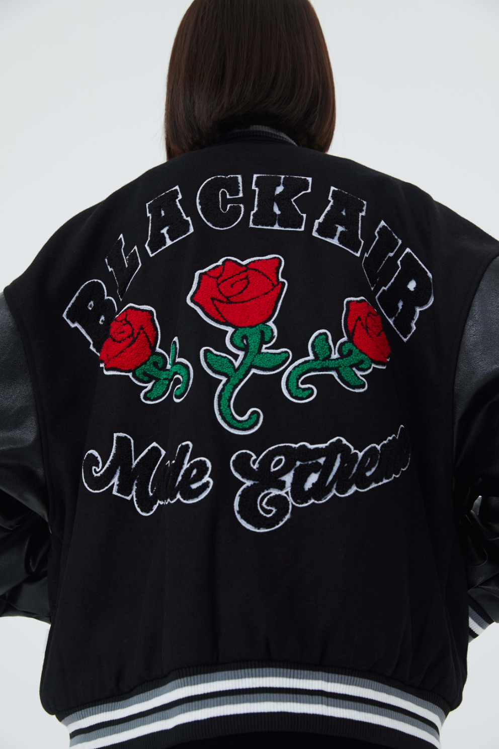F3F Select Rose Flock Embroidered Baseball Jacket