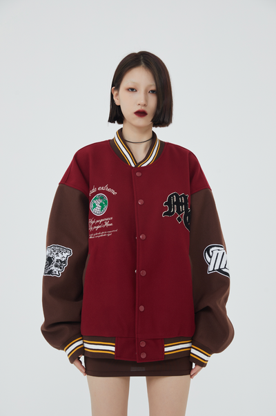 F3F Select Retro Flocking Embroidered Baseball Jacket