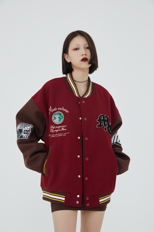 F3F Select Retro Flocking Embroidered Baseball Jacket