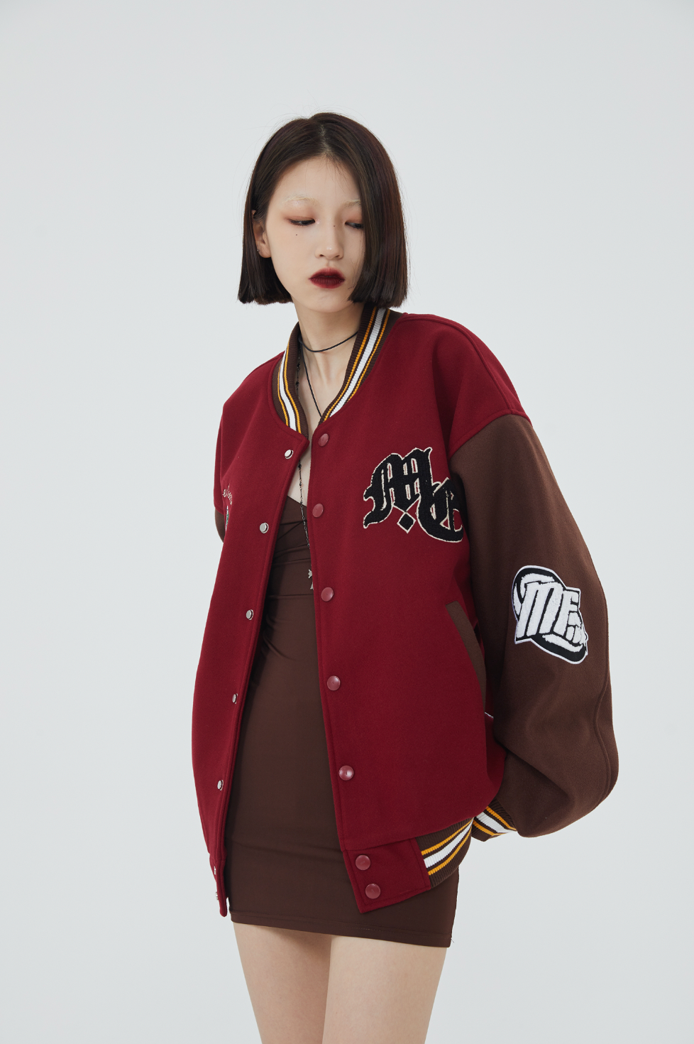 F3F Select Retro Flocking Embroidered Baseball Jacket