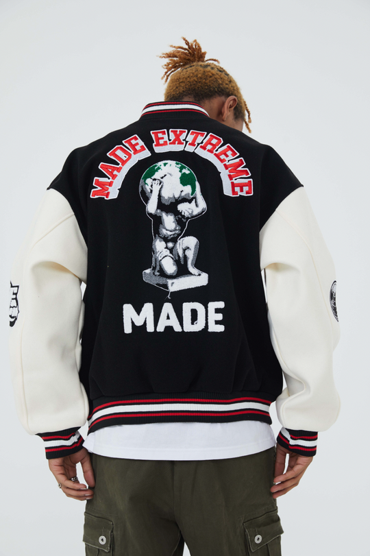 F3F Select Retro Flocking Embroidered Baseball Jacket