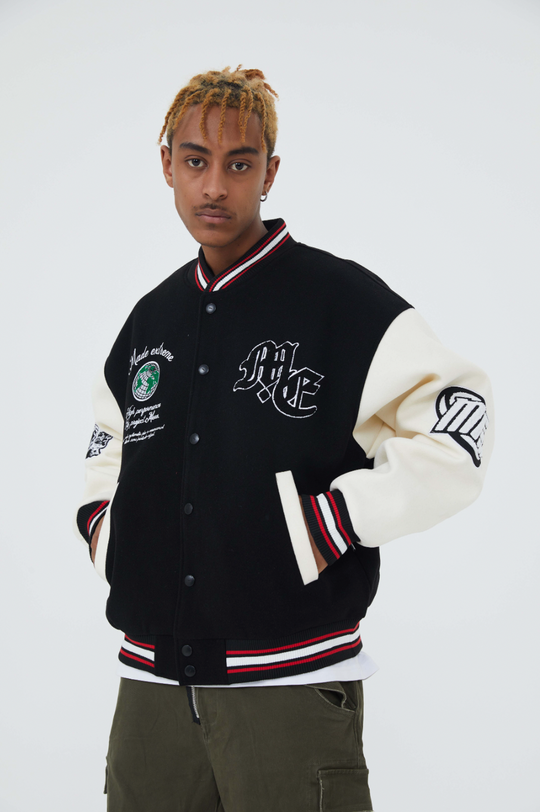 F3F Select Retro Flocking Embroidered Baseball Jacket