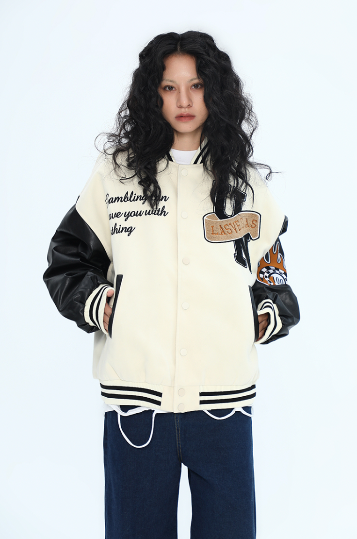 F3F Select Poker Flocking Embroidered Baseball Jacket