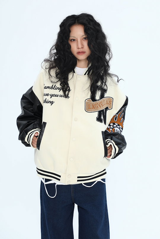 F3F Select Poker Flocking Embroidered Baseball Jacket