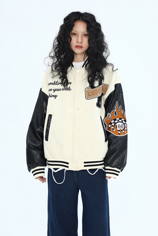 F3F Select Poker Flocking Embroidered Baseball Jacket